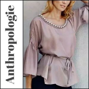 𝅺NEW! ANTHROPOLOGIE Pearl Silk Blouse Small.